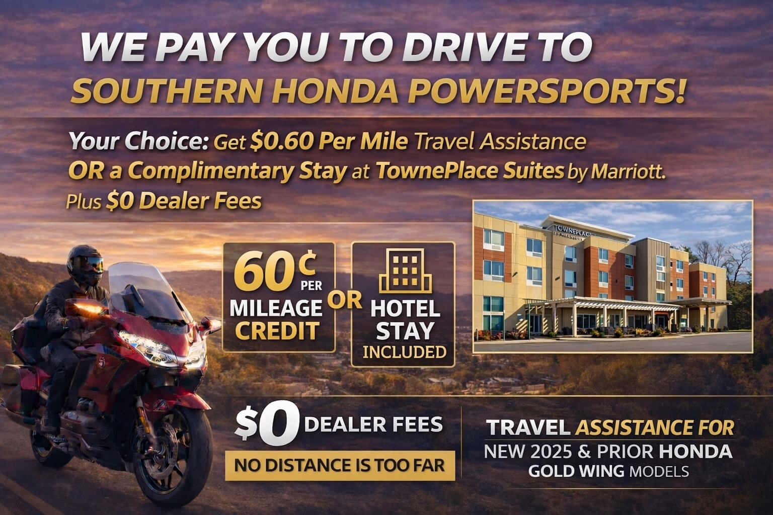 Honda Gold Wing Travel Assistance Program at Southern Honda Powersports in Chattanooga: $0.60 per mi…